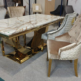 Arial 180CM Marble & Gold Dining Table - 6 Colours