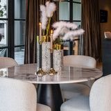 Richmond Interiors Degas White Marble Round Dining Table