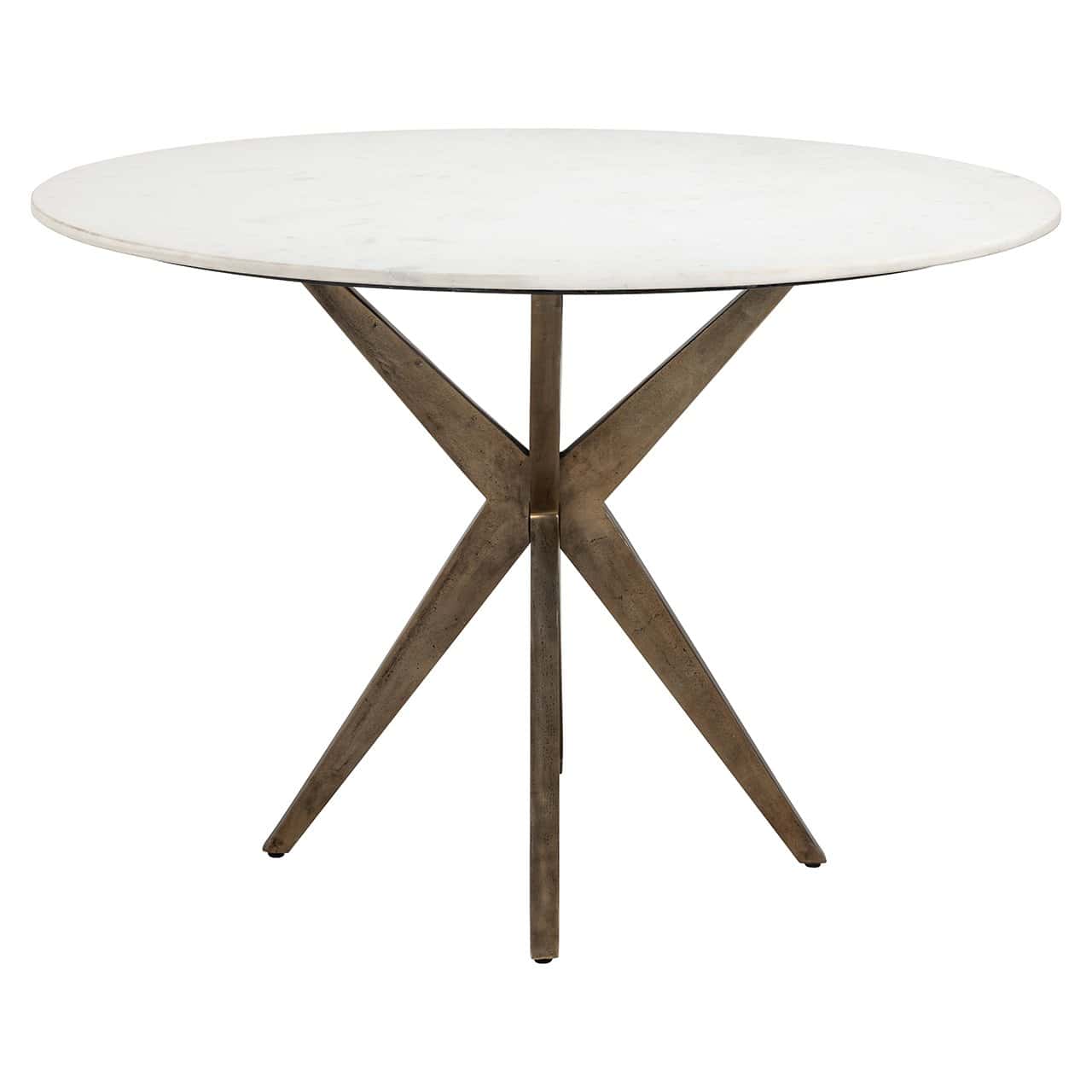 Richmond Interiors Maisy White Marble & Gold Round Dining Table
