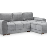 Zara Grey Plush Velvet Universal Corner Sofabed with Storage
