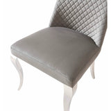 Louis Marble & Chrome Dining Table With Roxy Grey Velvet Chairs