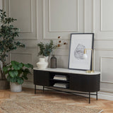 Lucerne 180cm Media Stand TV Unit Black Fluted