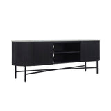 Lucerne Large 150cm Media Stand TV Unit Black Ribbed Fluted