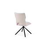 Monaco Pandora Beige Ceramic Marble Extendable Dining Table 160-240cm With Roseland Beige Velvet 360° Swivel Chairs