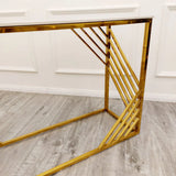 Azure Gold Console Table with Polar White Sintered Top-Esme Furnishings