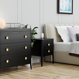 DI Designs Abberley Black Oak Wood & Gold Bedside Table | 2 Drawers