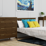 DI Designs Abberley Brown Oak Wood & Gold Chest of Drawers
