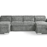 Alaya Large Grey U Shape Sofabed with Storage and Adjustable Headrests