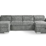 Alaya Large Grey U Shape Sofabed with Storage and Adjustable Headrests