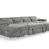 Alaya Large Grey U Shape Sofabed with Storage and Adjustable Headrests