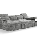 Alaya Large Grey U Shape Sofabed with Storage and Adjustable Headrests