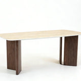Almira 180cm Walnut & Travertine Ceramic Marble Dining Table