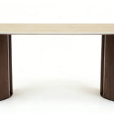 Almira 180cm Walnut & Travertine Ceramic Marble Dining Table
