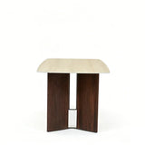 Almira 180cm Walnut & Travertine Ceramic Marble Dining Table