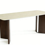 Almira 180cm Walnut & Travertine Ceramic Marble Dining Table