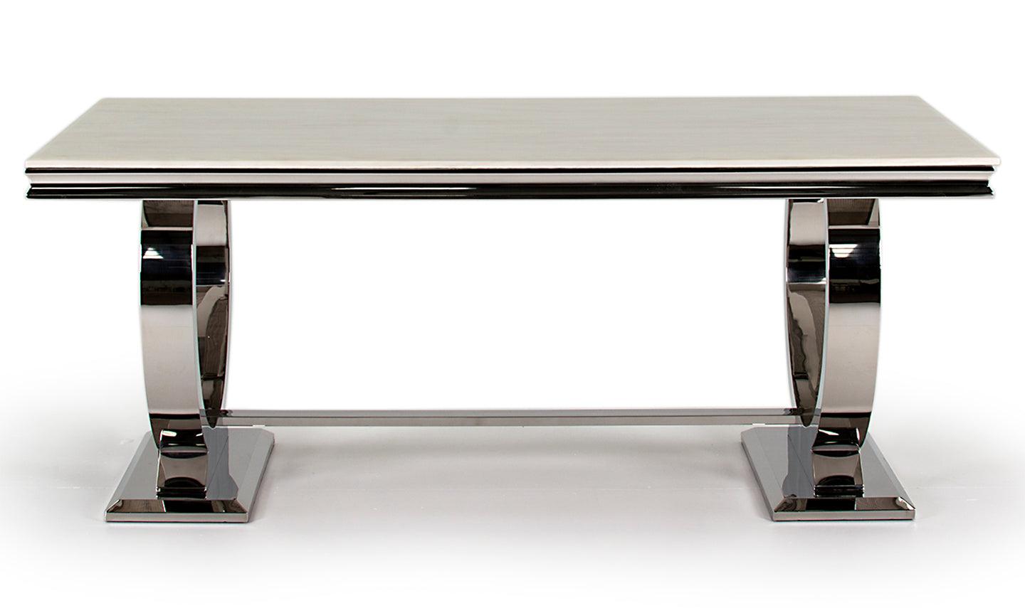Arianna 180cm Cream Marble Dining Table-Esme Furnishings