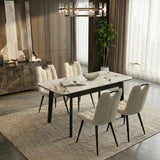 Arizona 130-160cm Cream/Gold Ceramic Stone Extending Marble Dining Table
