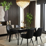 Arizona Extending Black Gold Ceramic Table With Palermo Chairs