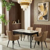 Arizona Extending Cream Gold Ceramic Table With Palermo Chairs
