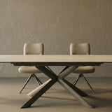 Lima 180-230cm Spanish Grey/White Ceramic Marble Centre Extending Dining Table