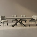 Lima 180-230cm Spanish Grey/White Ceramic Marble Centre Extending Dining Table