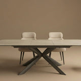Lima 180-230cm Spanish Grey/White Ceramic Marble Centre Extending Dining Table
