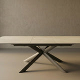 Lima 180-230cm Spanish Grey/White Ceramic Marble Centre Extending Dining Table