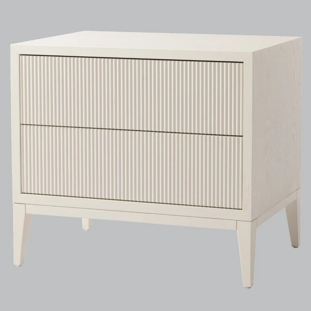 RV Astley Amur White Wide 2 Drawer Bedside Table
