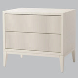 RV Astley Amur White Wide 2 Drawer Bedside Table