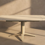Star 127-177cm Travertine Cream Ceramic Marble Side Extending Dining Table