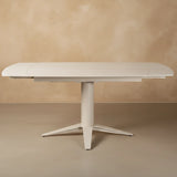 Star 127-177cm Travertine Cream Ceramic Marble Side Extending Dining Table