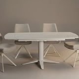 Star 127-177cm Travertine Cream Ceramic Marble Side Extending Dining Table