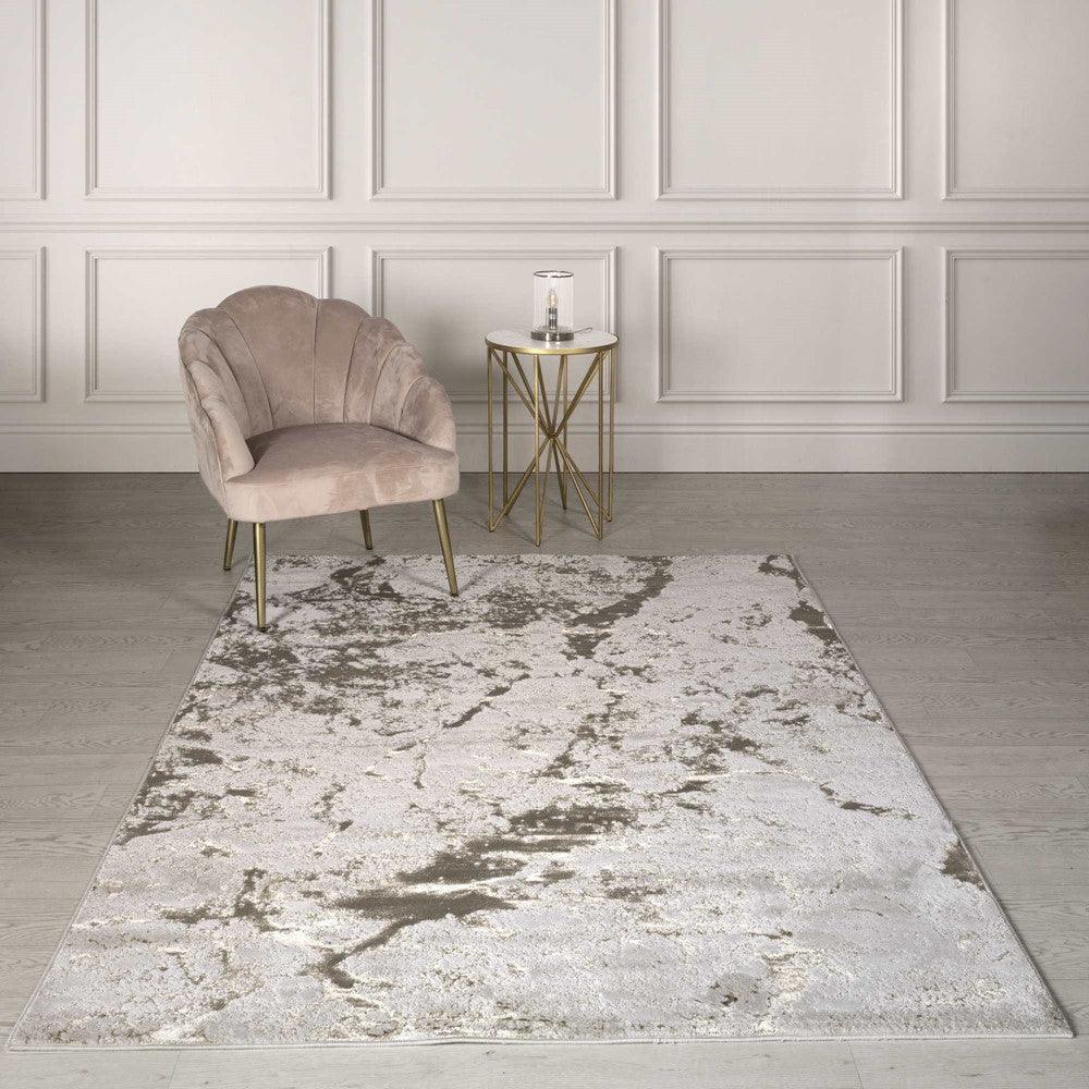 Aurora Strata AU16 Marble Rugs in Metallic Beige Bronze and Grey-Esme Furnishings