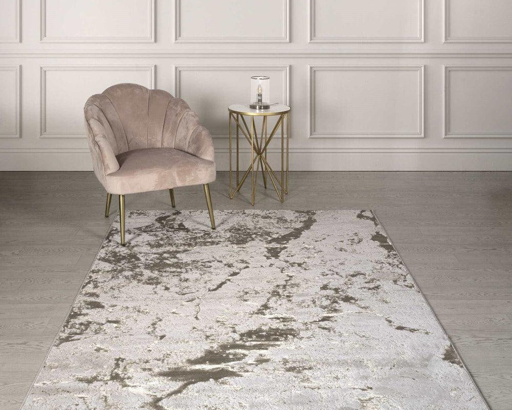 Aurora Strata AU16 Marble Rugs in Metallic Beige Bronze and Grey-Esme Furnishings