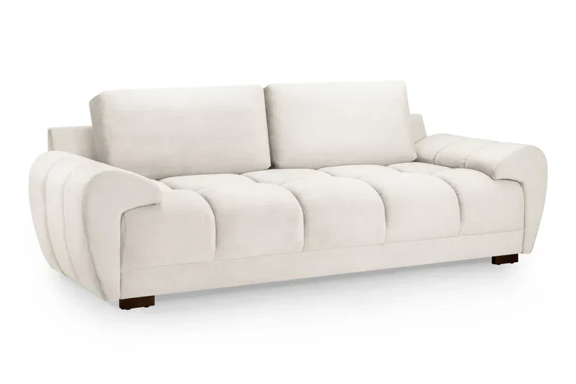 Zara Bubble Cream Plush Velvet 3 Seater Sofa