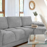 Zara Grey Plush Velvet Universal Corner Sofabed with Storage