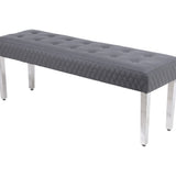 Majestic Grey Quilted PU Leather 140cm Bench-Esme Furnishings