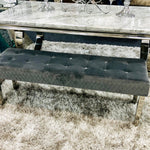 Majestic Grey Quilted Plush Velvet 140cm Bench-Esme Furnishings