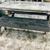 Majestic Grey Quilted Plush Velvet 140cm Bench-Esme Furnishings