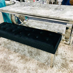 Majestic Black Quilted Plush Velvet 140cm Bench-Esme Furnishings