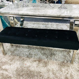 Majestic Black Quilted Plush Velvet 140cm Bench-Esme Furnishings