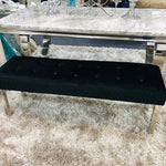 Majestic Black Quilted Plush Velvet 140cm Bench-Esme Furnishings