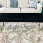Majestic Black Quilted Plush Velvet 140cm Bench-Esme Furnishings