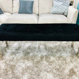 Majestic Black Quilted Plush Velvet 140cm Bench-Esme Furnishings