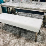Majestic Silver Quilted Plush Velvet 140cm Bench-Esme Furnishings