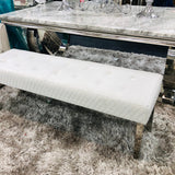 Majestic Silver Quilted Plush Velvet 140cm Bench-Esme Furnishings