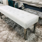 Majestic Silver Quilted Plush Velvet 140cm Bench-Esme Furnishings