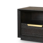 Aspen Dark Wooden Bedside Table with Gold Handle-Esme Furnishings