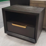 Aspen Dark Wooden Bedside Table with Gold Handle-Esme Furnishings
