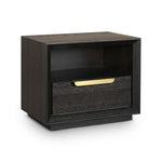 Aspen Dark Wooden Bedside Table with Gold Handle-Esme Furnishings